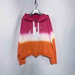 Calvin Klein Jeans Women’s Pullover Long Sleeve Hoodie Sweatshirt Orange Pink L